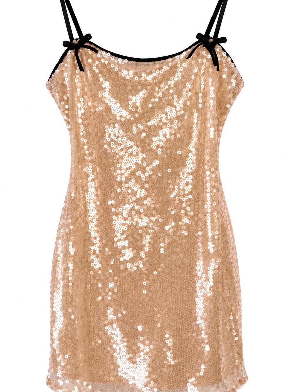 Gianni Bini Gold Sequin Mini Dress with Black Trim